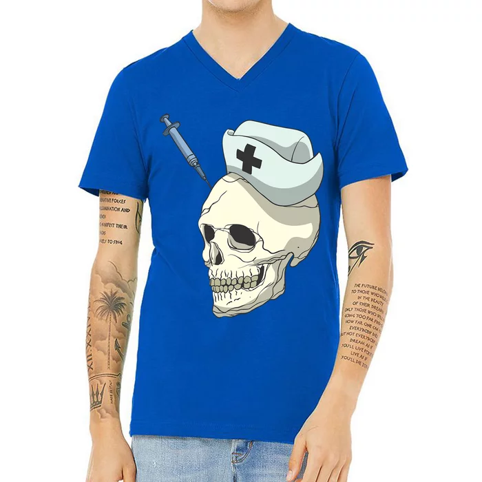 Skull Skeleton Nurse Injection Cute Gift V-Neck T-Shirt