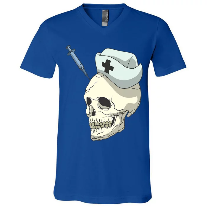 Skull Skeleton Nurse Injection Cute Gift V-Neck T-Shirt