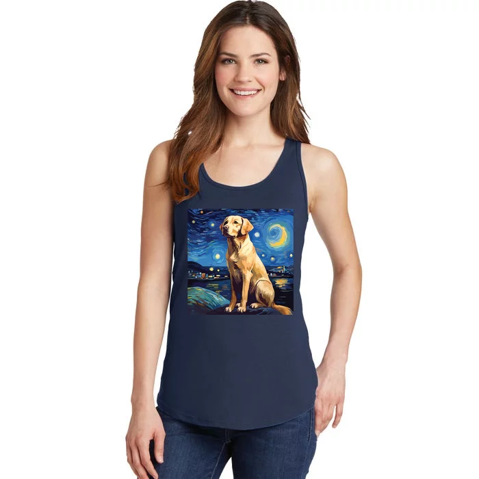 Surreal Starry Night Labrador Retriever Dog Ladies Essential Tank