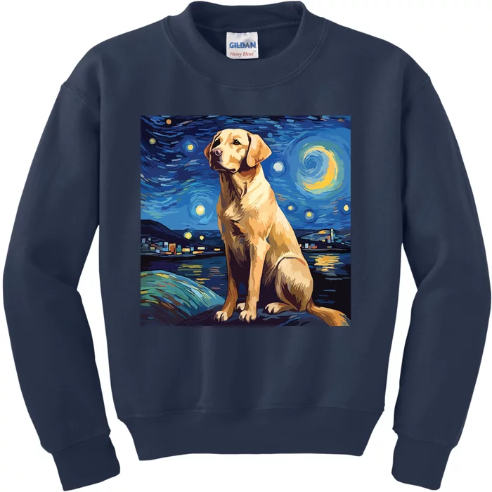 Surreal Starry Night Labrador Retriever Dog Kids Sweatshirt