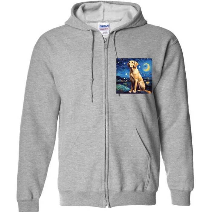 Surreal Starry Night Labrador Retriever Dog Full Zip Hoodie