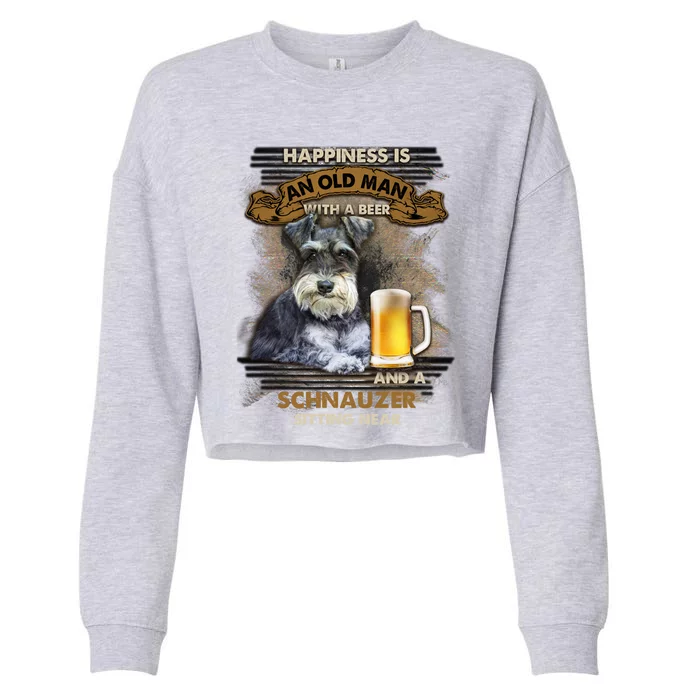 Schnauzer Sitting Near Old Gift For You Great Gift Cropped Pullover Crew