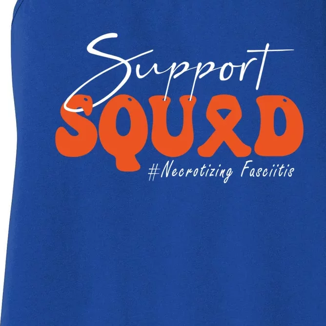 Support Squad Necrotizing Fasciitis Awareness Orange Ribbon Funny Gift Women's Racerback Tank