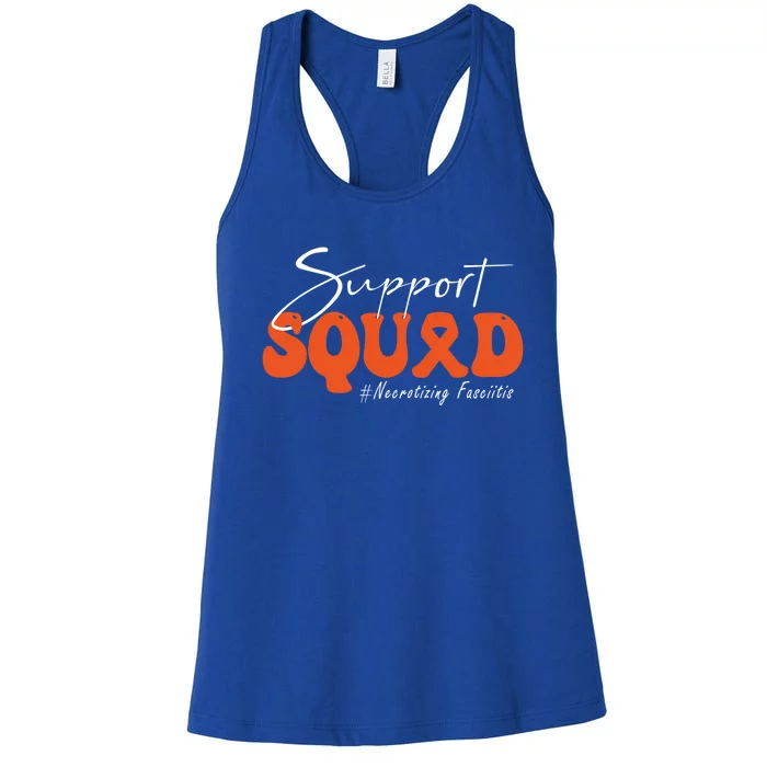 Support Squad Necrotizing Fasciitis Awareness Orange Ribbon Funny Gift Women's Racerback Tank