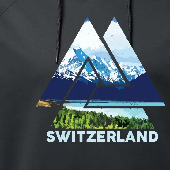 Switzerland Swiss Nature Alps Mountains Performance Fleece Hoodie