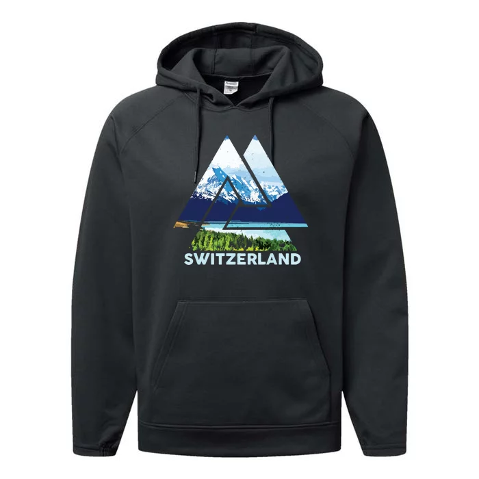 Switzerland Swiss Nature Alps Mountains Performance Fleece Hoodie