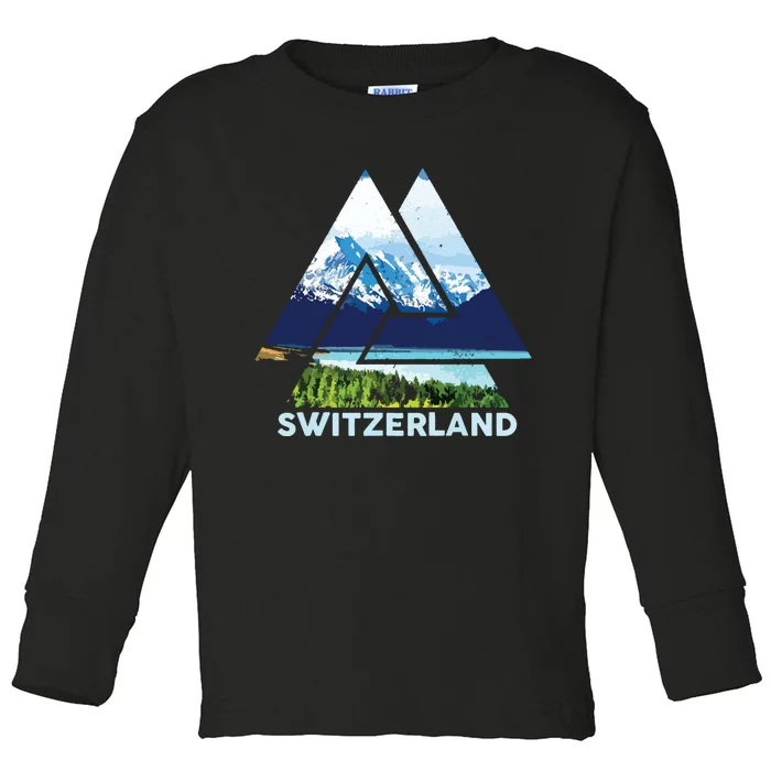 Switzerland Swiss Nature Alps Mountains Toddler Long Sleeve Shirt