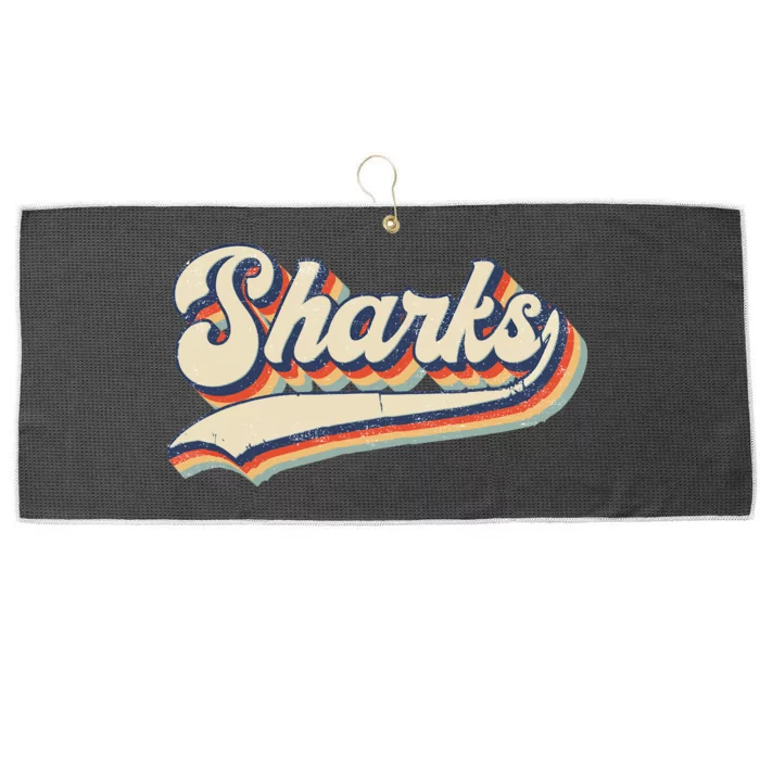 Sharks Sports Name Vintage Retro Gift Large Microfiber Waffle Golf Towel