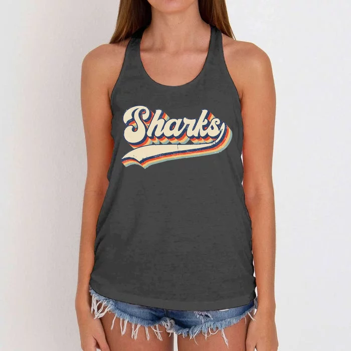 Sharks Sports Name Vintage Retro Gift Women's Knotted Racerback Tank