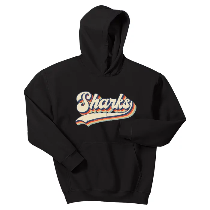 Sharks Sports Name Vintage Retro Gift Kids Hoodie