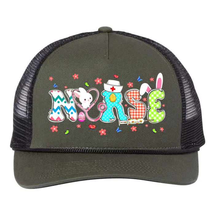 Stethoscope Scrub Nurse Life Easter Day Cute Bunny Eggs Gift Retro Rope Trucker Hat Cap