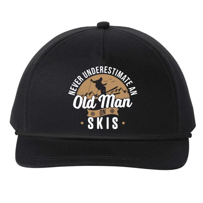 Skiing Skier Never Underestimate An Old Man On Skis Snapback Five-Panel Rope Hat