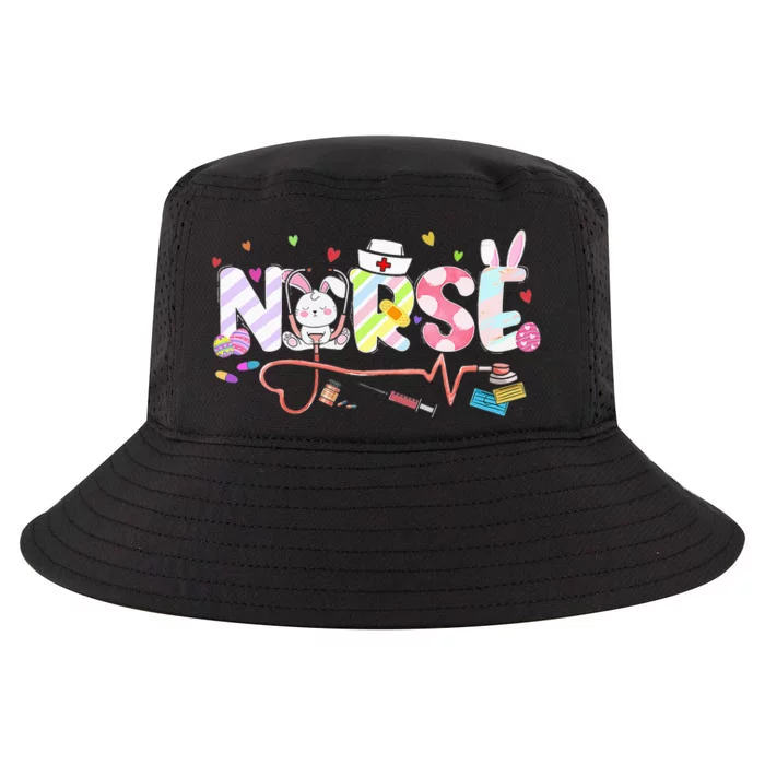 Stethoscope Scrub Nurse Life Easter Day Cute Bunny With Eggs Cool Comfort Performance Bucket Hat