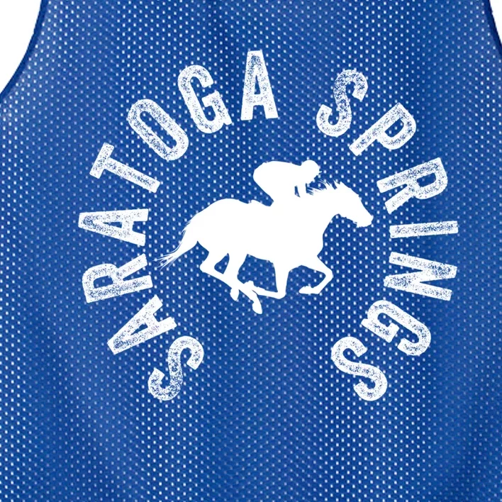 Saratoga Springs New York Horse Racing Jockey Funny Gift Mesh Reversible Basketball Jersey Tank