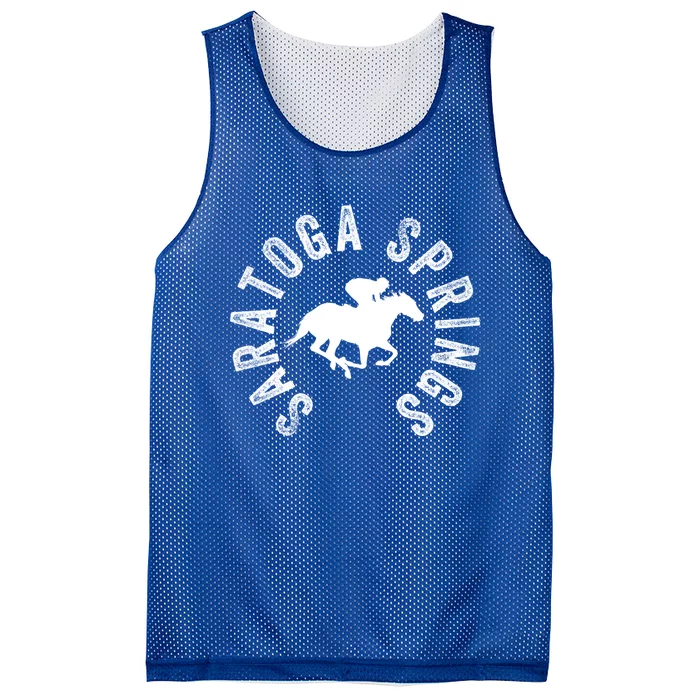 Saratoga Springs New York Horse Racing Jockey Funny Gift Mesh Reversible Basketball Jersey Tank