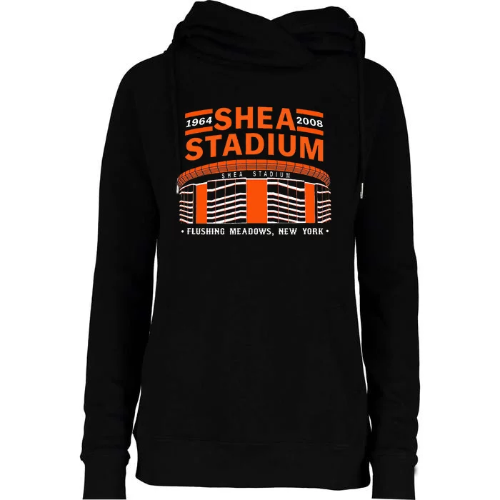 Shea Stadium New York Retro Baseball Park Vintage Old School Womens Funnel Neck Pullover Hood