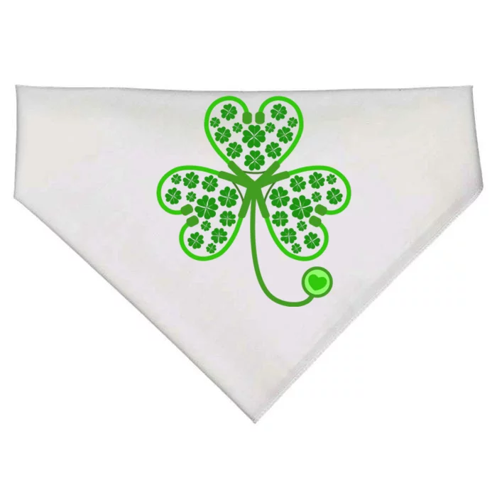 Shamrock Stethoscope Nurse St Patricks Day USA-Made Doggie Bandana