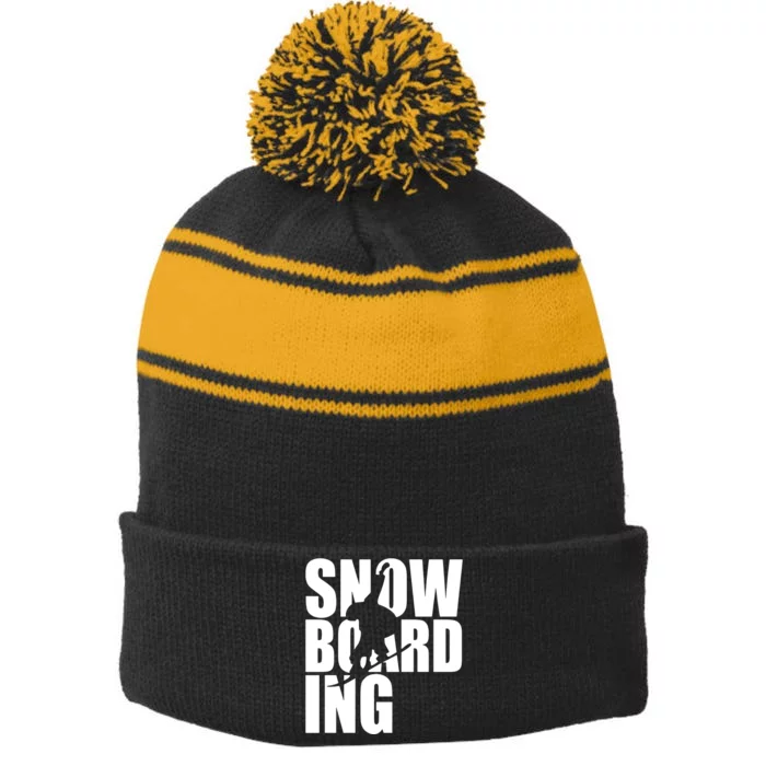 Snowboarding Stripe Pom Pom Beanie