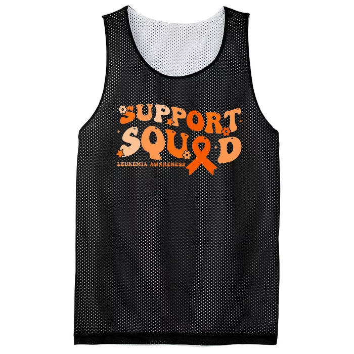 Support Squad Orange Ribbon Leukemia Blood Cancer Awareness Mesh Reversible Basketball Jersey Tank