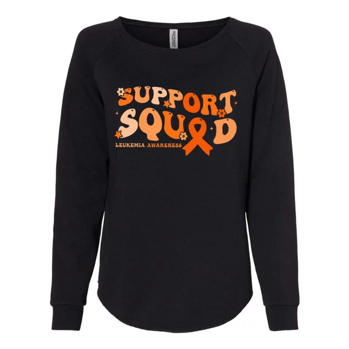 Support Squad Orange Ribbon Leukemia Blood Cancer Awareness Womens California Wash Sweatshirt