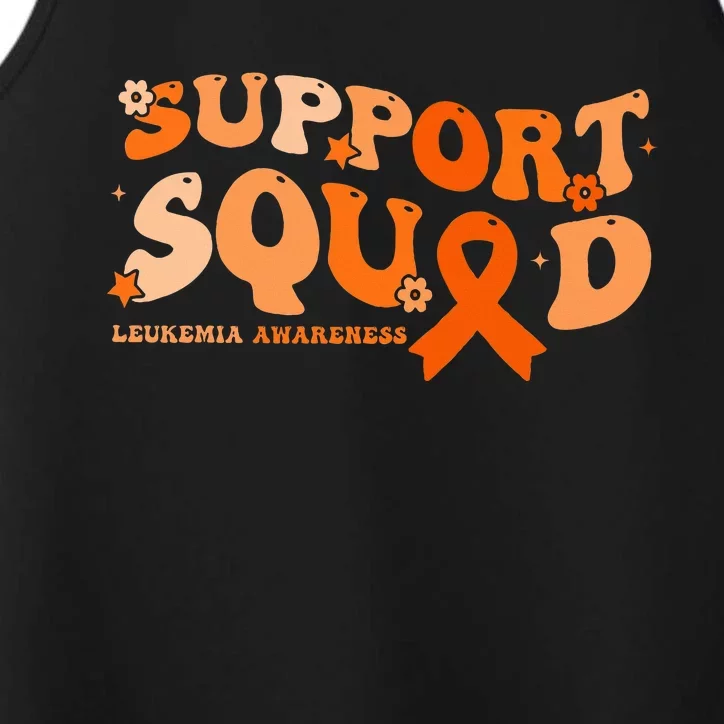 Support Squad Orange Ribbon Leukemia Blood Cancer Awareness Performance Tank