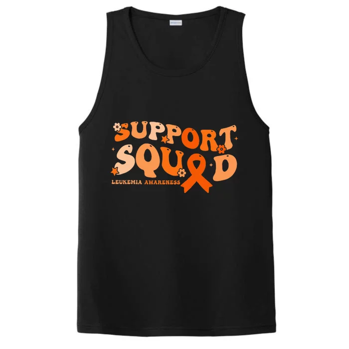 Support Squad Orange Ribbon Leukemia Blood Cancer Awareness Performance Tank