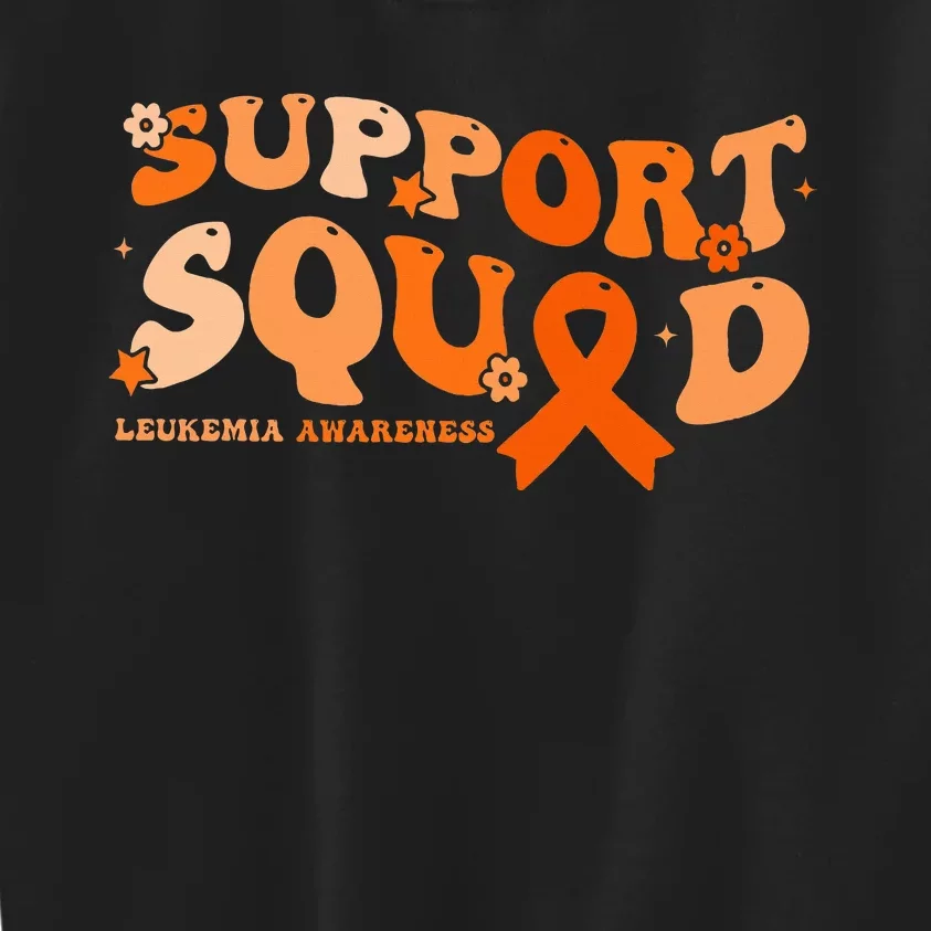 Support Squad Orange Ribbon Leukemia Blood Cancer Awareness Kids Sweatshirt