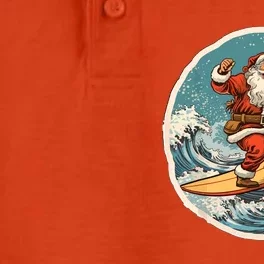 Surfing Santa On Surfboard Christmas In July Summer Surf Dry Zone Grid Performance Polo