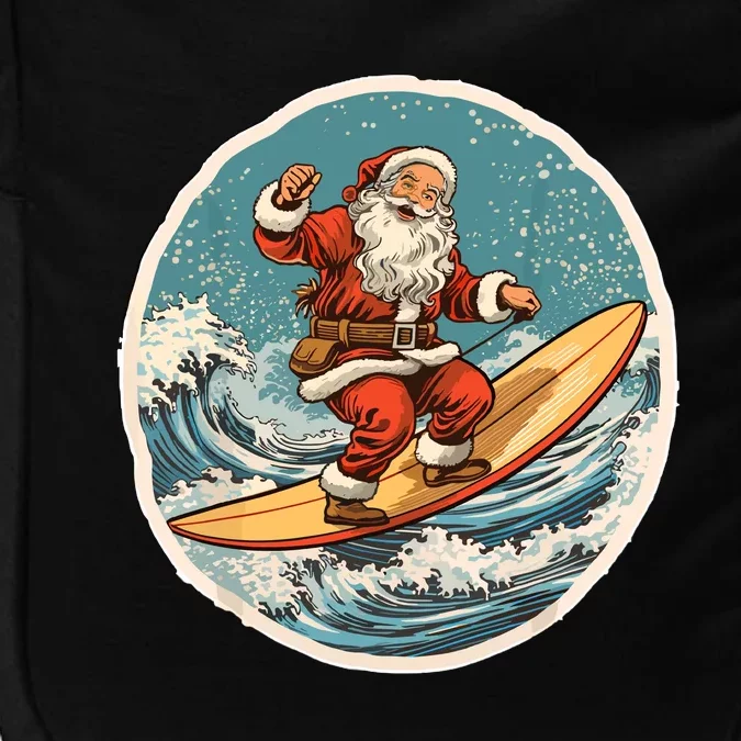 Surfing Santa On Surfboard Christmas In July Summer Surf Impact Tech Backpack