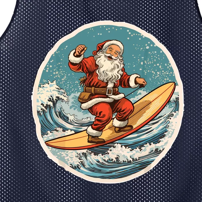 Surfing Santa On Surfboard Christmas In July Summer Surf Mesh Reversible Basketball Jersey Tank