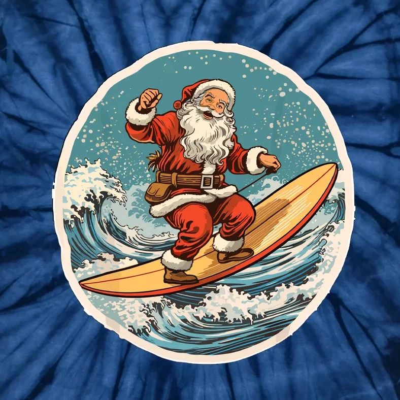 Surfing Santa On Surfboard Christmas In July Summer Surf Tie-Dye T-Shirt