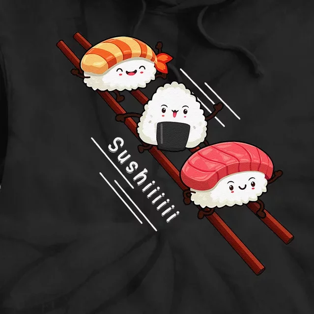 Sushi Sliding On Chopsticks Funny Kawaii Anime Japanese food Tie Dye Hoodie