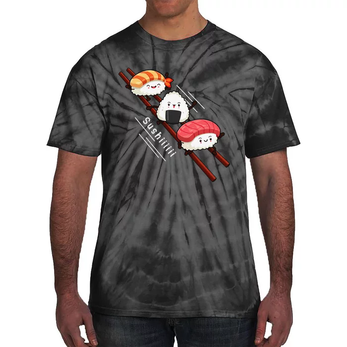 Sushi Sliding On Chopsticks Funny Kawaii Anime Japanese food Tie-Dye T-Shirt