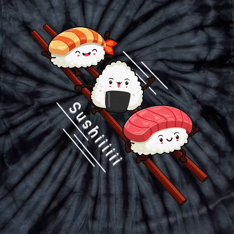 Sushi Sliding On Chopsticks Funny Kawaii Anime Japanese food Tie-Dye T-Shirt