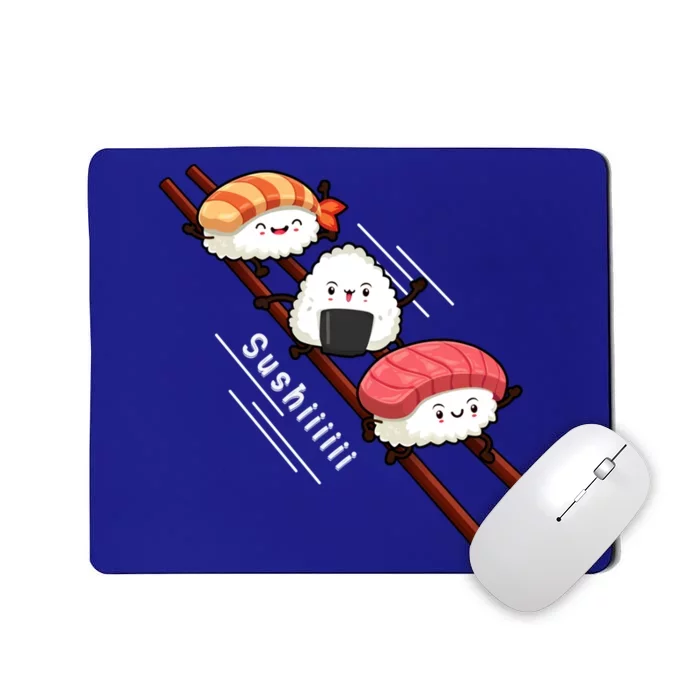 Sushi Sliding On Chopsticks Funny Kawaii Anime Japanese Food Gift Mousepad