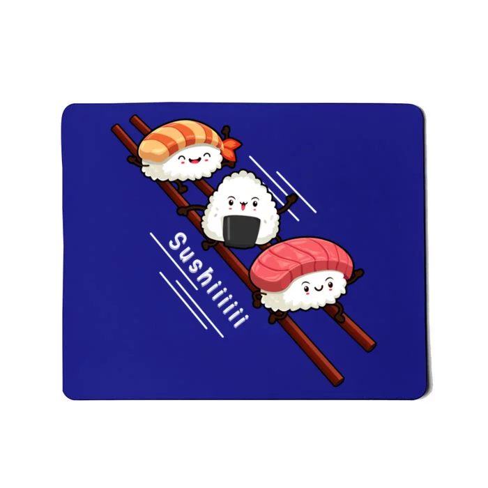 Sushi Sliding On Chopsticks Funny Kawaii Anime Japanese Food Gift Mousepad