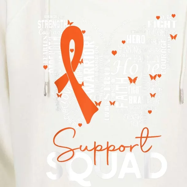 Support Squad Orange Ribbon Leukemia Blood Cancer Awareness Womens Funnel Neck Pullover Hood