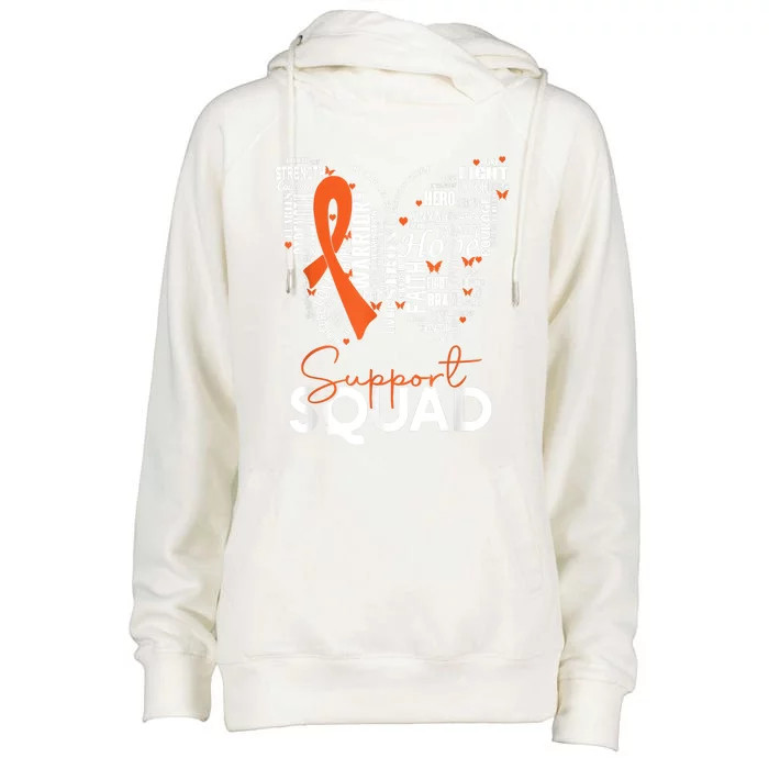 Support Squad Orange Ribbon Leukemia Blood Cancer Awareness Womens Funnel Neck Pullover Hood