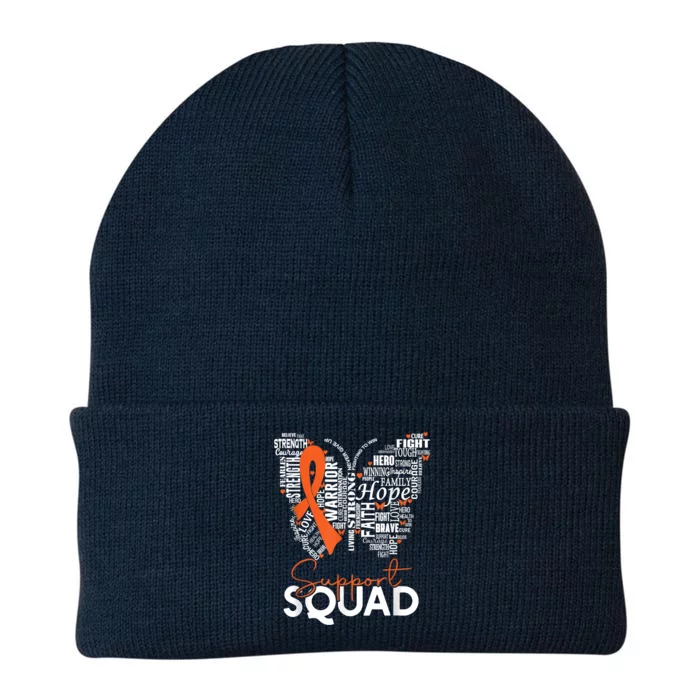 Support Squad Orange Ribbon Leukemia Blood Cancer Awareness Knit Cap Winter Beanie