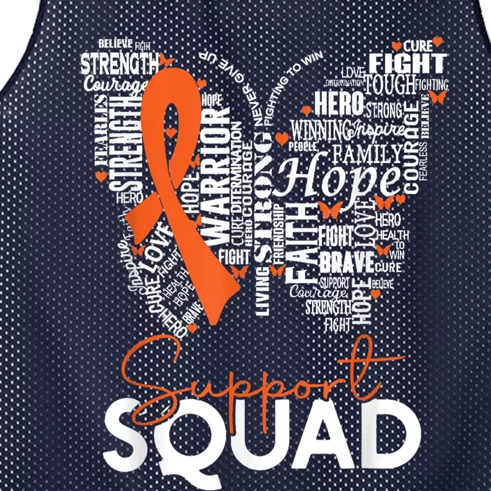 Support Squad Orange Ribbon Leukemia Blood Cancer Awareness Mesh Reversible Basketball Jersey Tank