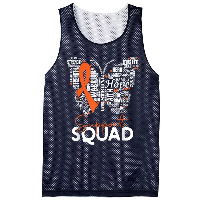 Support Squad Orange Ribbon Leukemia Blood Cancer Awareness Mesh Reversible Basketball Jersey Tank