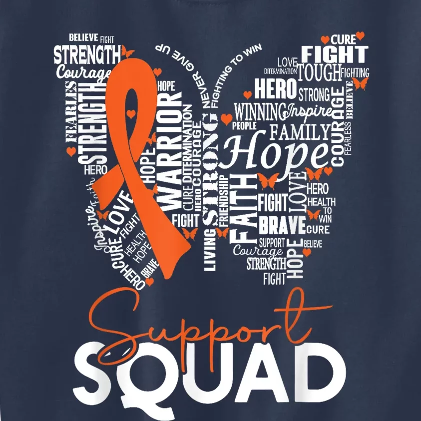 Support Squad Orange Ribbon Leukemia Blood Cancer Awareness Kids Sweatshirt