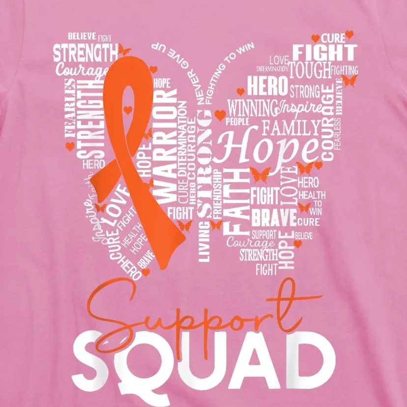 Support Squad Orange Ribbon Leukemia Blood Cancer Awareness T-Shirt