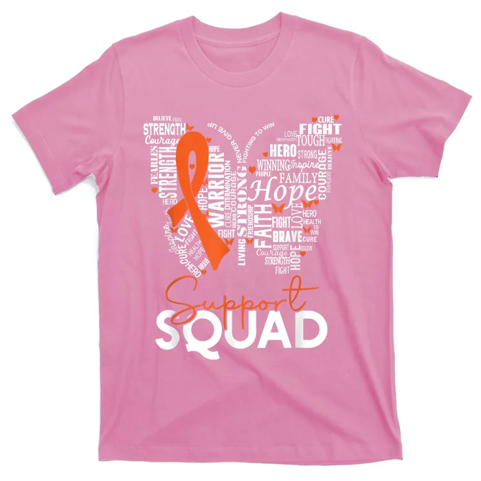 Support Squad Orange Ribbon Leukemia Blood Cancer Awareness T-Shirt