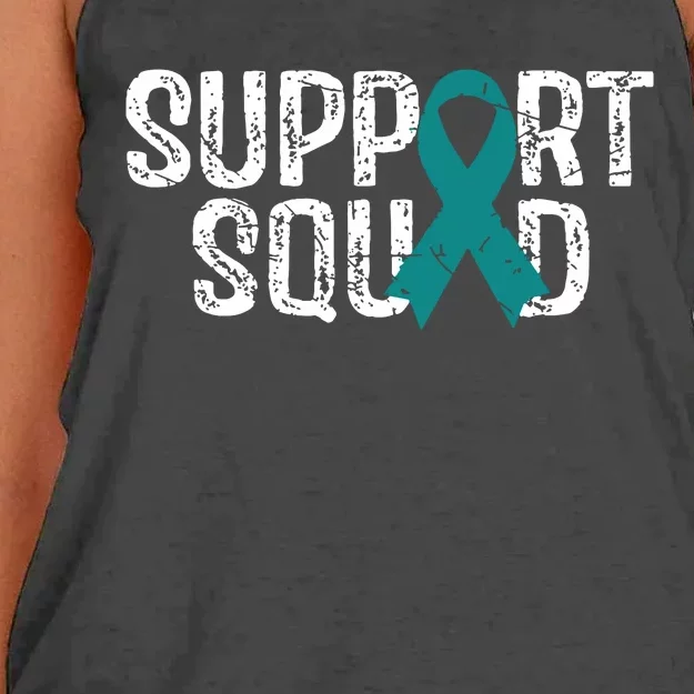 Support Squad Ovarian Cancer Awareness Women's Knotted Racerback Tank