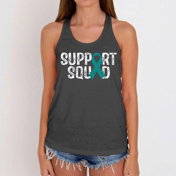 Support Squad Ovarian Cancer Awareness Women's Knotted Racerback Tank