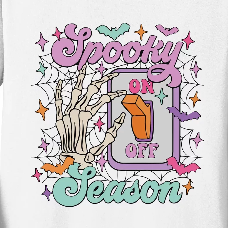 Spooky Season On Halloween Vibes Skeleton Kids Long Sleeve Shirt