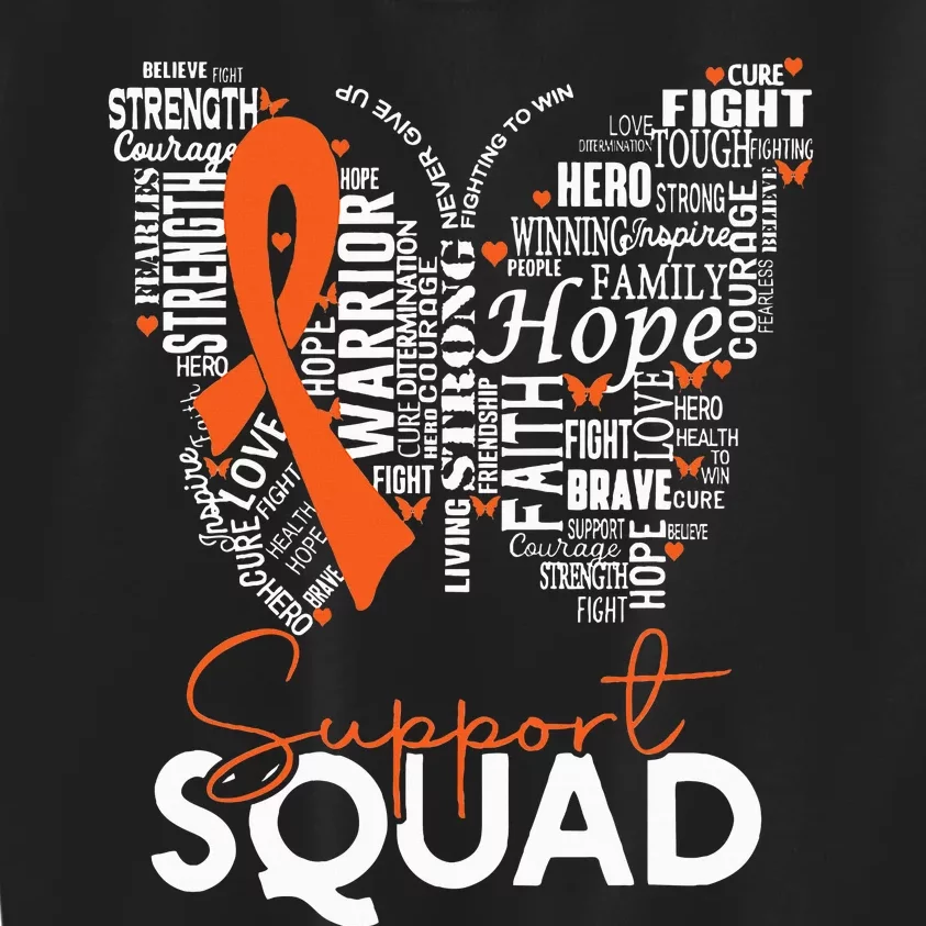 Support Squad Orange Ribbon Leukemia Blood Cancer Awareness Kids Sweatshirt