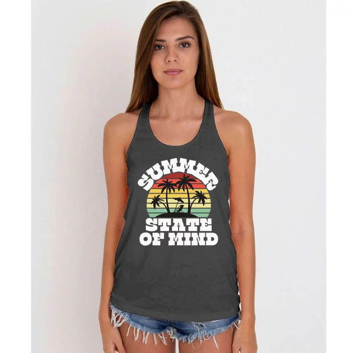 Summer State Of Mind Palm Trees Beach Women's Knotted Racerback Tank