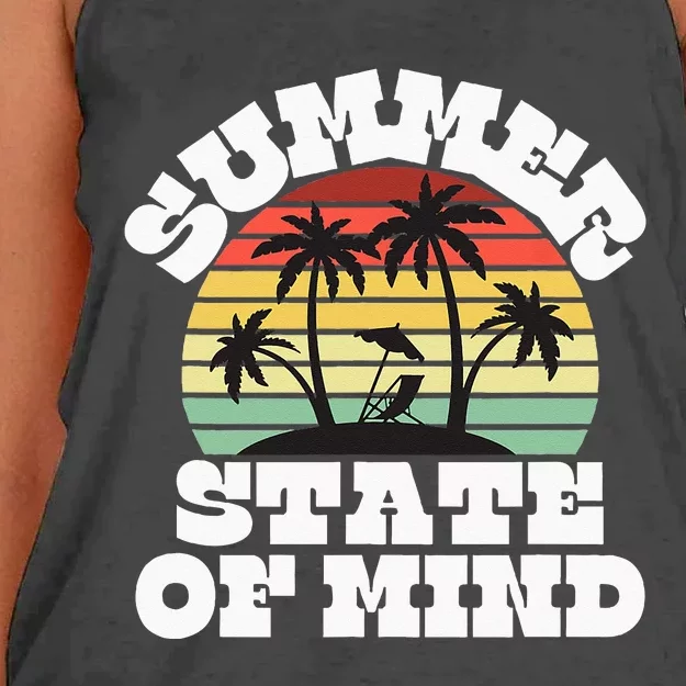 Summer State Of Mind Palm Trees Beach Women's Knotted Racerback Tank